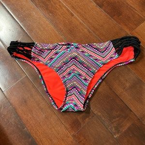 Xhilaration Multi Color Aztec Print Bikini Bottoms, size large
